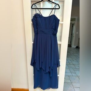 Andrew Adela Elegant Navy Marine Blue Gala Formal Floor Length Gown Plus Size 20